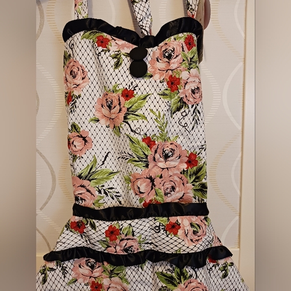 Jessie Steele Floral Shabby Chic Apron 100% Cotton Boho Country - Picture 5 of 11